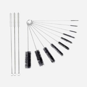 BasicForm Nylon Cleaning Brush Set of 10 for Bottle, Tube, Jar and Most Narrow Containers (3 Straw Cleaning Brushes Bonus)