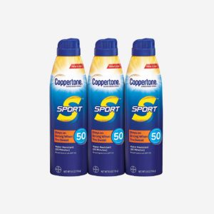 Coppertone SPORT Continuous Sunscreen Spray Broad Spectrum SPF 50 Multipack (5.5 Ounce Bottle, Pack of 3)