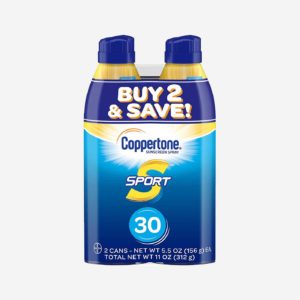 Coppertone SPORT Continuous Sunscreen Spray Broad Spectrum SPF 30 (5.5 Ounce per Bottle, Pack of 2) (Packaging may vary)