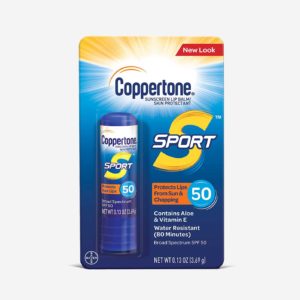Coppertone SPORT Sunscreen Lip Balm Broad Spectrum SPF 50 (0.13 Ounce) (Packaging may vary)
