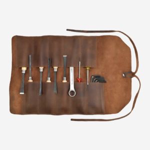 Hide & Drink, Rustic Leather Small Tool Roll Up Bag (10 Slots), Portable Carry On Pouch, Workshop Storage, Woodworking Tools Organizer, Vintage, Handmade Includes 101 Year Warranty :: Bourbon Brown