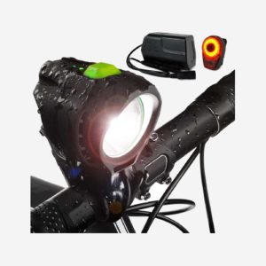 Bright Eyes 1800 Lumen Bicycle Light Set - The Stamina - Super Bright Headlight w/Quad Cree Technology and Light Weight Military Grade Nylon Shell-Free USB Rechargeable Taillight for a Limited Time