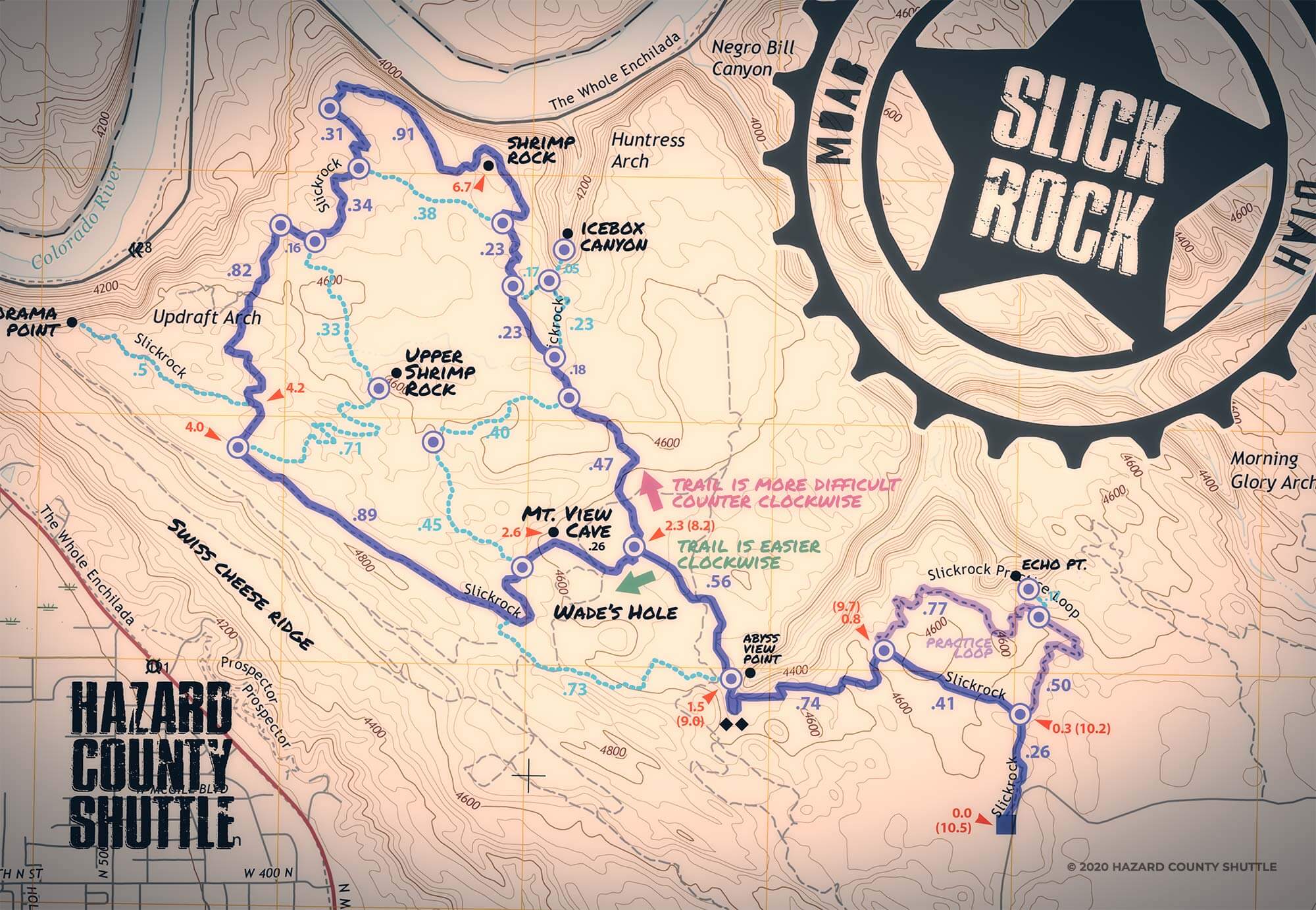 Slickrock Trail Map Detail Moab Utah