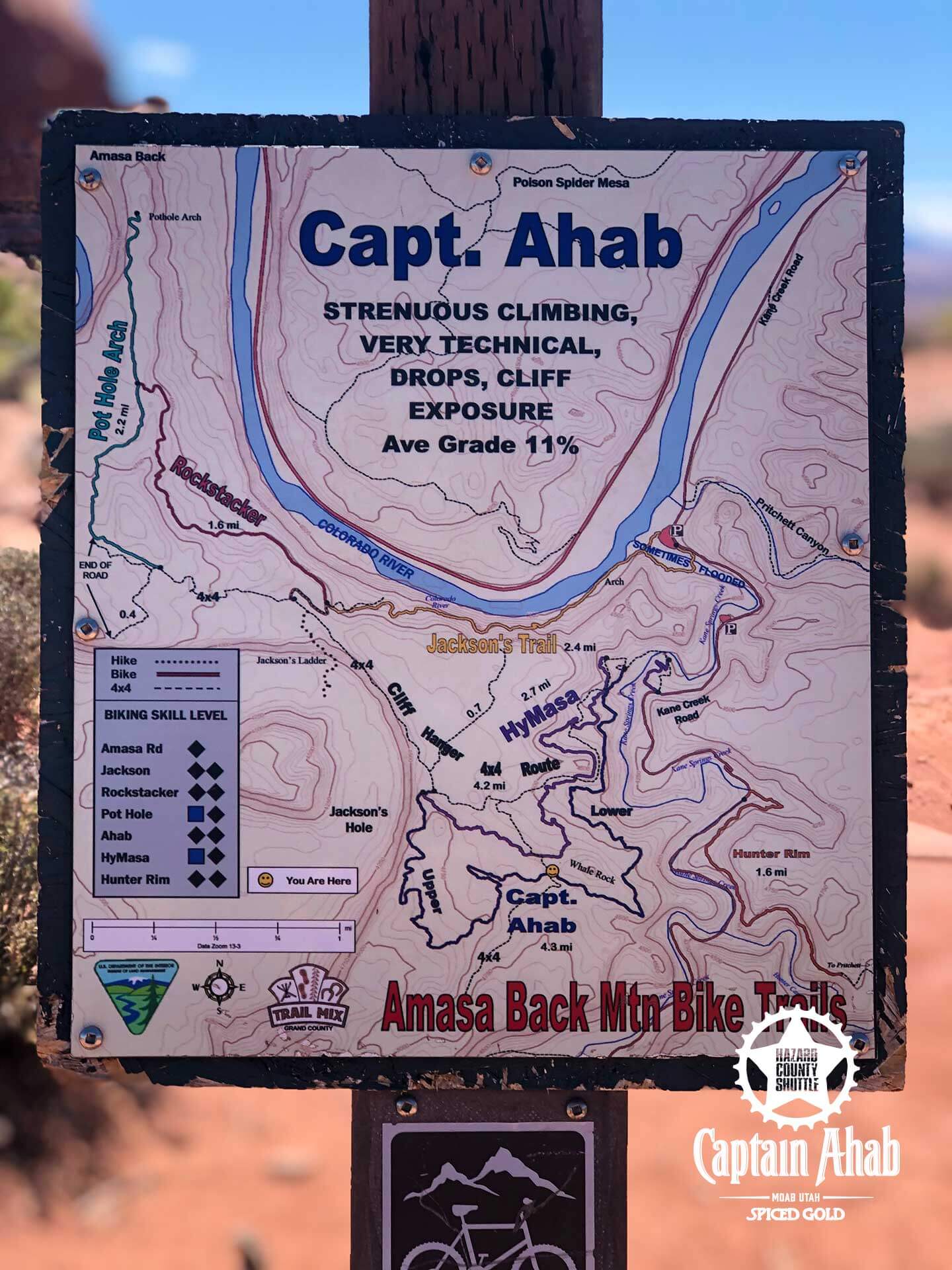 Photo of Captain Ahab Trail Marker Sign Moab